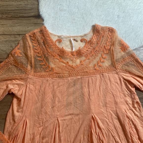 Free People Copper and Mixed Media Long Sleeve Tee. - Picture 4 of 13